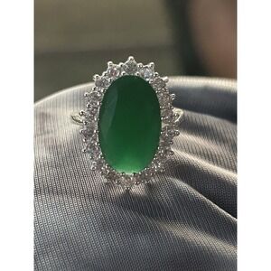 Chrysoprase Rings and Jewelry / Green And Clear Stones Size 6 #405